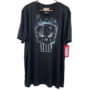 MARVEL The Punisher T-Shirt Size 2XL Men's Flaming Skull NWT Black Textured